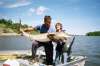 Bob and son Austin with a 100lb Nutimik lake sturgeon fish